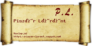 Piszár Lóránt névjegykártya